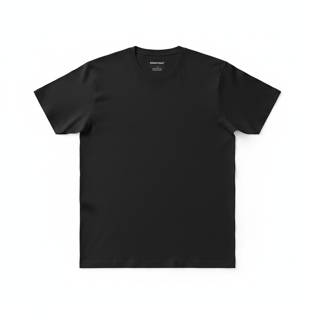 Plain black t-shirt on white background