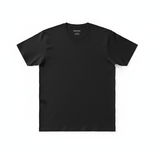 Plain black t-shirt on white background